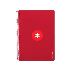 CUADERNO ESPIRAL LIDERPAPEL A4 ANTARTIK TAPA DURA 80H 90GR CUADRO 4MM CON MARGEN COLOR FRAMBUESA