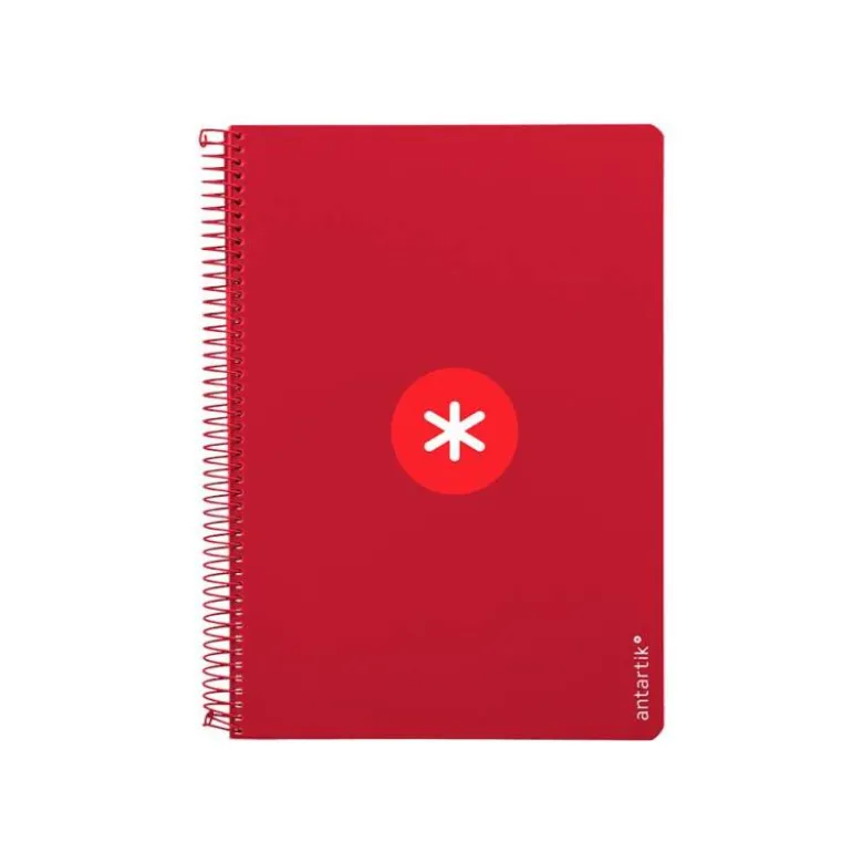 CUADERNO ESPIRAL LIDERPAPEL A4 ANTARTIK TAPA DURA 80H 90GR CUADRO 4MM CON MARGEN COLOR FRAMBUESA