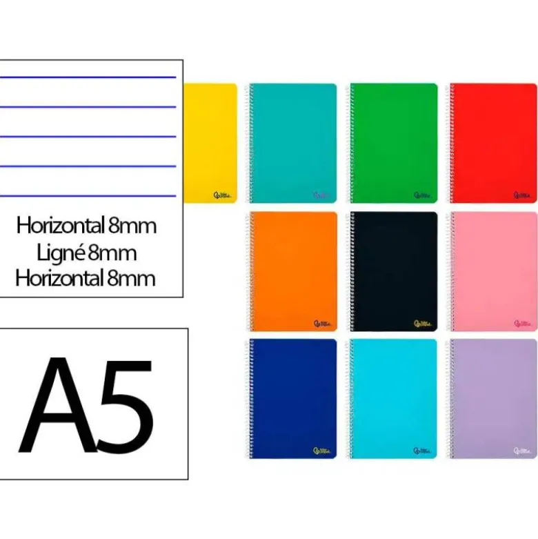 CUADERNO ESPIRAL LIDERPAPEL DIN A5 SMART TAPA BLANDA 80H 75GR HORIZONTAL 8MM CON MARGEN COLORES SURTIDOS