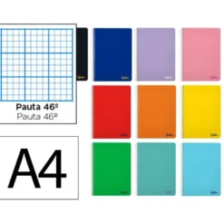 CUADERNO ESPIRAL LIDERPAPEL A4 SMART TAPA BLANDA 80H 75GR RAYADO Nº46 COLORES SURTIDOS