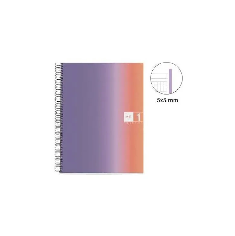 CUADERNO ESPIRAL MIQUELRIUS DIN A4 80 HOJAS 90 GR CUADRO 5 MM TAPA FORRADA AURORA PROVENCE