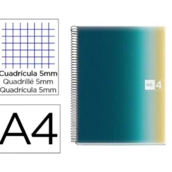 CUADERNO ESPIRAL MIQUELRIUS DIN A4 80 HOJAS 90 GR CUADRO 5 MM TAPA FORRADA AURORA ICELAND