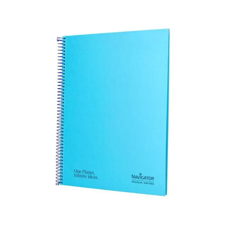 CUADERNO ESPIRAL NAVIGATOR A4 TAPA DURA 80H 80GR CUADRO 4MM CON MARGEN AZUL CLARO