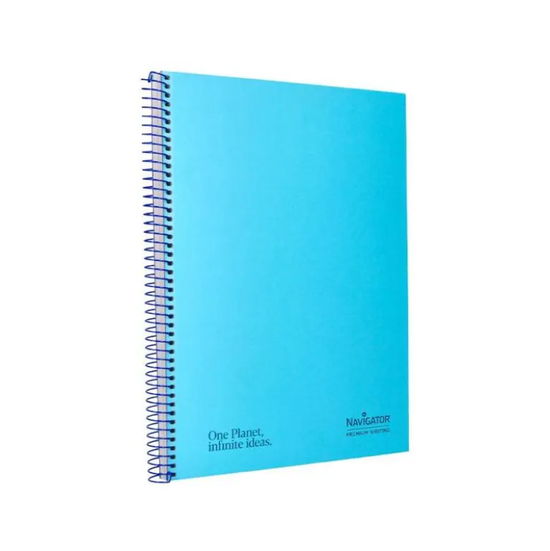 CUADERNO ESPIRAL NAVIGATOR A4 TAPA DURA 80H 80GR CUADRO 4MM CON MARGEN AZUL CLARO