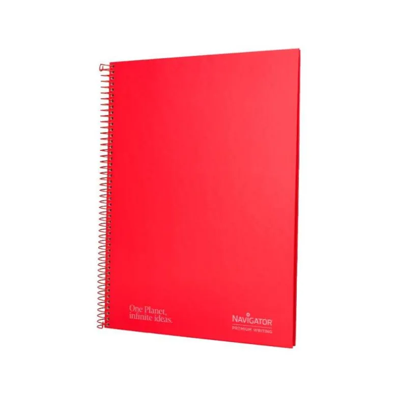 CUADERNO ESPIRAL NAVIGATOR A4 TAPA DURA 80H 80GR CUADRO 4MM CON MARGEN ROJO