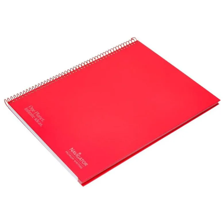 CUADERNO ESPIRAL NAVIGATOR A4 TAPA DURA 80H 80GR CUADRO 4MM CON MARGEN ROJO