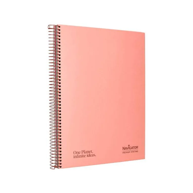 CUADERNO ESPIRAL NAVIGATOR DIN A4 MICRO TAPA FORRADA 120H 80GR CUADRO 5MM 5 BANDAS 4 TALADROS ROSA