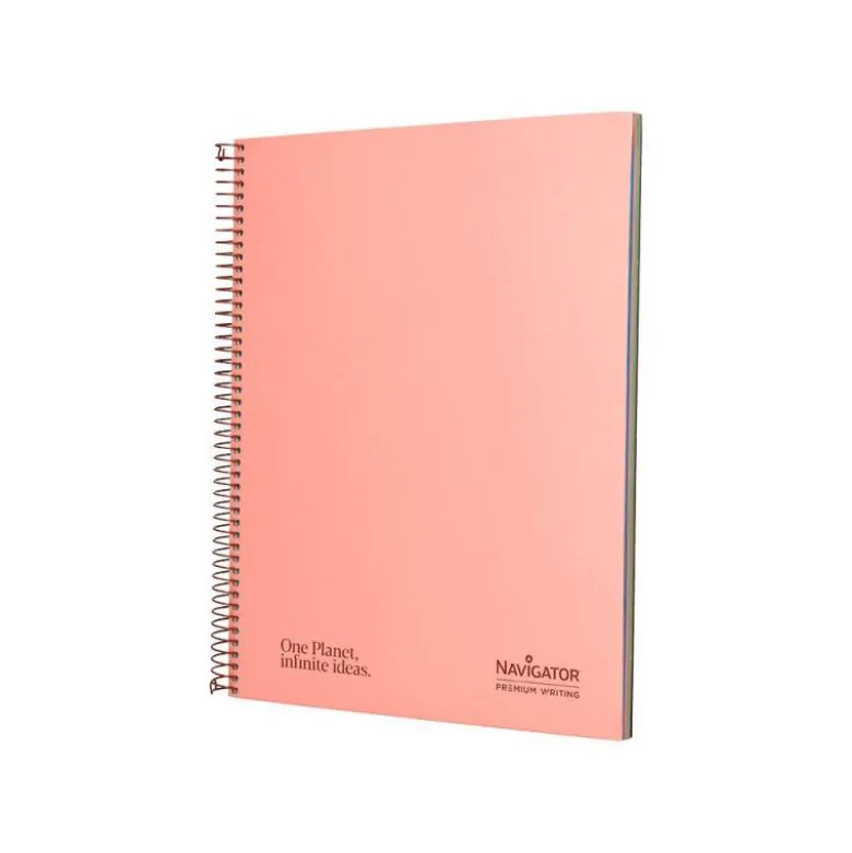 CUADERNO ESPIRAL NAVIGATOR DIN A4 MICRO TAPA FORRADA 120H 80GR CUADRO 5MM 5 BANDAS 4 TALADROS ROSA