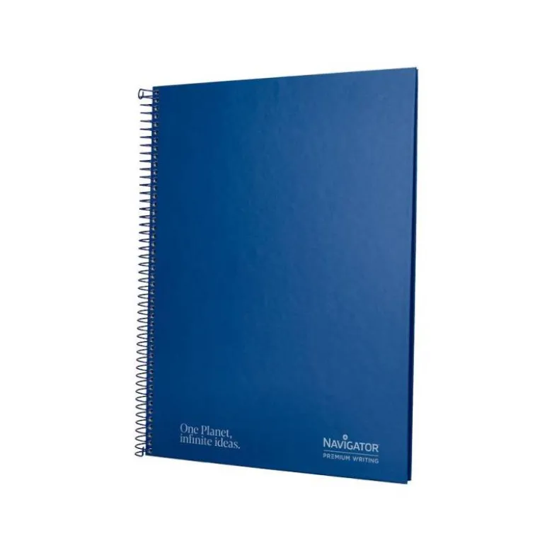 CUADERNO ESPIRAL NAVIGATOR A4 MICRO TAPA FORRADA 80H 80GR CUADRO 5MM UNA BANDA COLOR AZUL MARINO