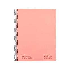 CUADERNO ESPIRAL NAVIGATOR A4 MICRO TAPA FORRADA 80H 80GR CUADRO 5MM 1 BANDA COLOR CORAL