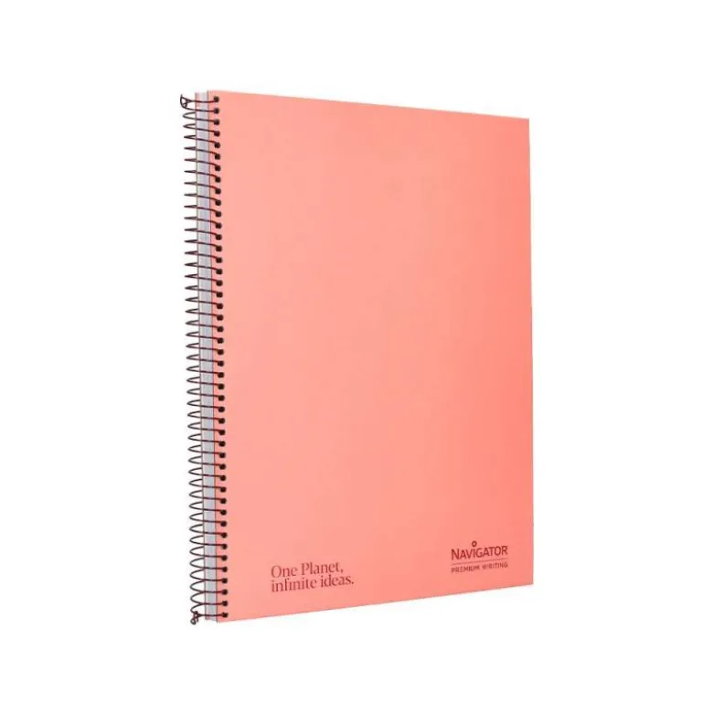 CUADERNO ESPIRAL NAVIGATOR A4 MICRO TAPA FORRADA 80H 80GR CUADRO 5MM 1 BANDA COLOR CORAL