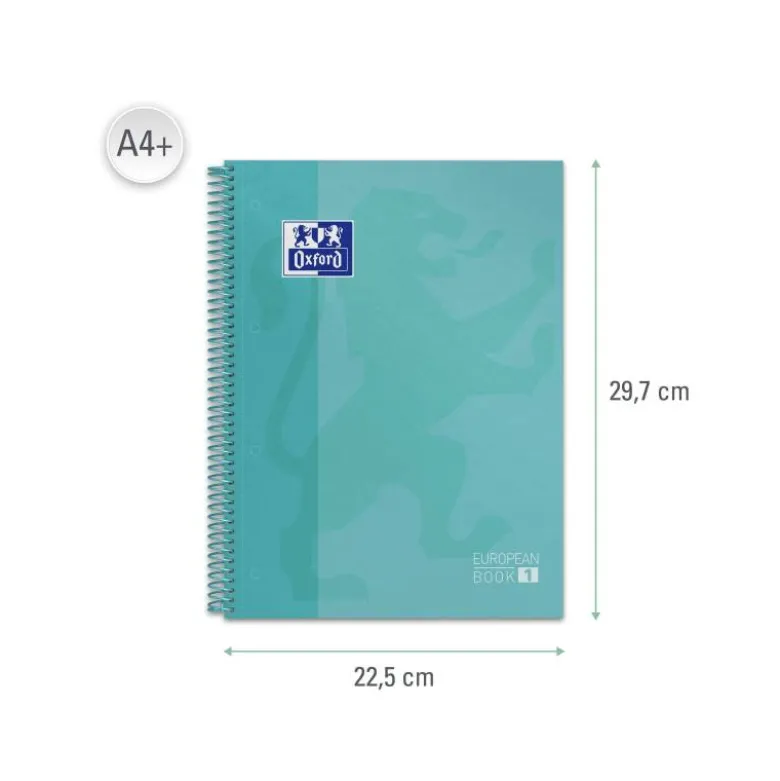 CUADERNO ESPIRAL OXFORD EUROPEANBOOK 1 SCHOOL TAPA PLASTICO DIN A4+ 80H CUADRO 5 MM EXP. SOBREMESA 25 UNIDADES