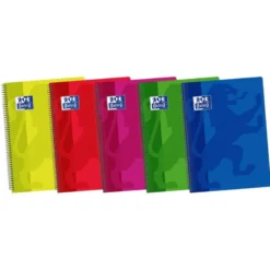 CUADERNO ESPIRAL OXFORD TAPA EXTRADURA FOLIO 80 HOJAS 90 GR RAYADO HORIZONTAL COLORES VIVOS PACK DE 4+1 UNIDADES