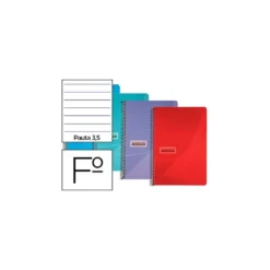 Cuaderno espiral Papercop Tamaño Folio Rayado Pauta 3,5 mm 90 gr Colores surtidos