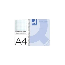 Cuaderno espiral Q-Connect Din A4 micro tapa plastico 80h 70g cuadro 5mm sin bandas 4 taladros azul