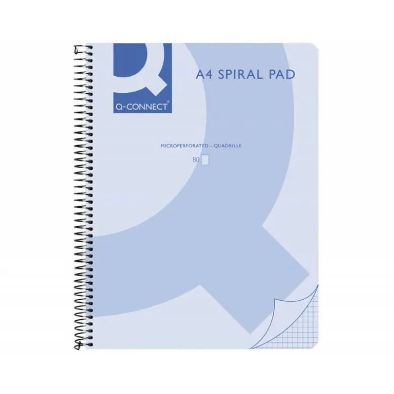 Cuaderno espiral Q-Connect Din A4 micro tapa plastico 80h 70g cuadro 5mm sin bandas 4 taladros azul