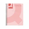 Cuaderno espiral Q-Connect Din A4 micro tapa plastico 80h 70g cuadro 5mm sin bandas 4 taladros rosa
