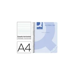 Cuaderno espiral Q-Connect Din A4 micro tapa plastico 80h 70g horizontal sin bandas 4 taladros azul