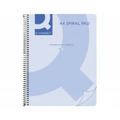 Cuaderno espiral Q-Connect Din A4 micro tapa plastico 80h 70g horizontal sin bandas 4 taladros azul