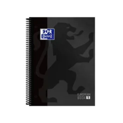 Cuaderno Oxford A4 Gris Tapa Extradura 80 hojas Cuadrícula 5 mm