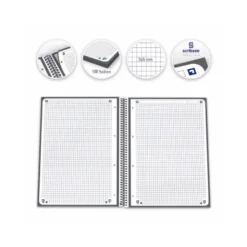 Cuaderno Oxford A4 Gris Tapa Extradura 80 hojas Cuadrícula 5 mm