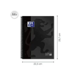 Cuaderno Oxford A4 Gris Tapa Extradura 80 hojas Cuadrícula 5 mm