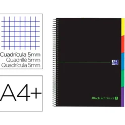 Cuaderno Oxford Ebook 5 DIN A4+ Negro y Verde 100 hojas Tapa Extradura Cuadricula 5 mm