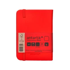 CUADERNO CON GOMILLA ANTARTIK NOTES TAPA DURA A7 HOJAS LISAS ROJO 80 HOJAS 80 GR FSC