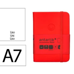 CUADERNO CON GOMILLA ANTARTIK NOTES TAPA DURA A7 HOJAS LISAS ROJO 80 HOJAS 80 GR FSC