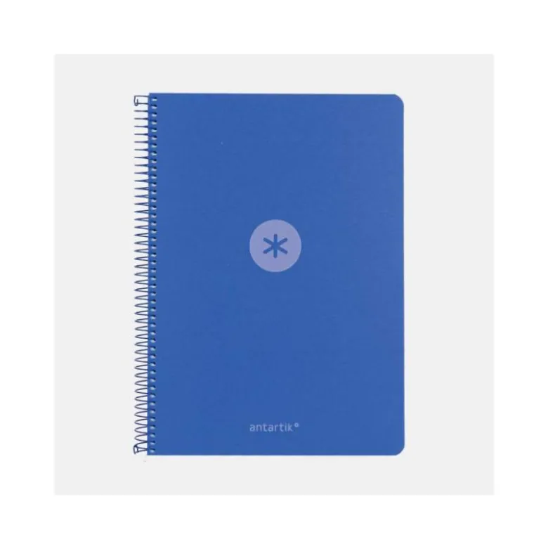 CUADERNO ESPIRAL ANTARTIK A4 TAPA FOAM 80H 90GR CUADRO 4MM CON MARGEN COLOR AZUL
