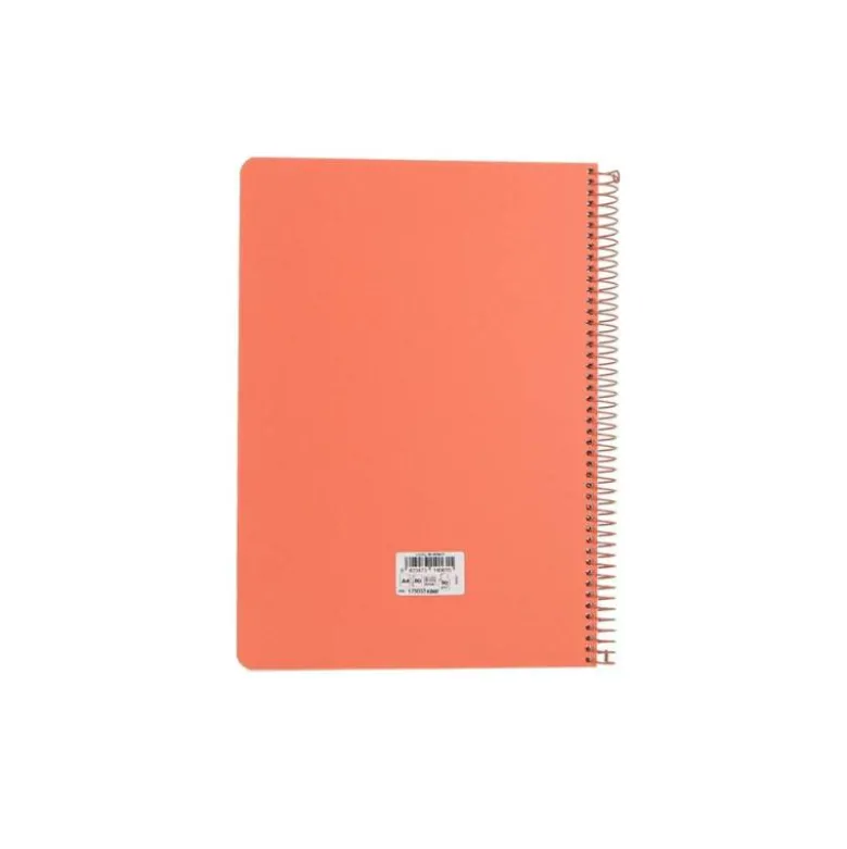 CUADERNO ESPIRAL ANTARTIK A4 TAPA FOAM 80H 90GR CUADRO 4MM CON MARGEN COLOR CORAL