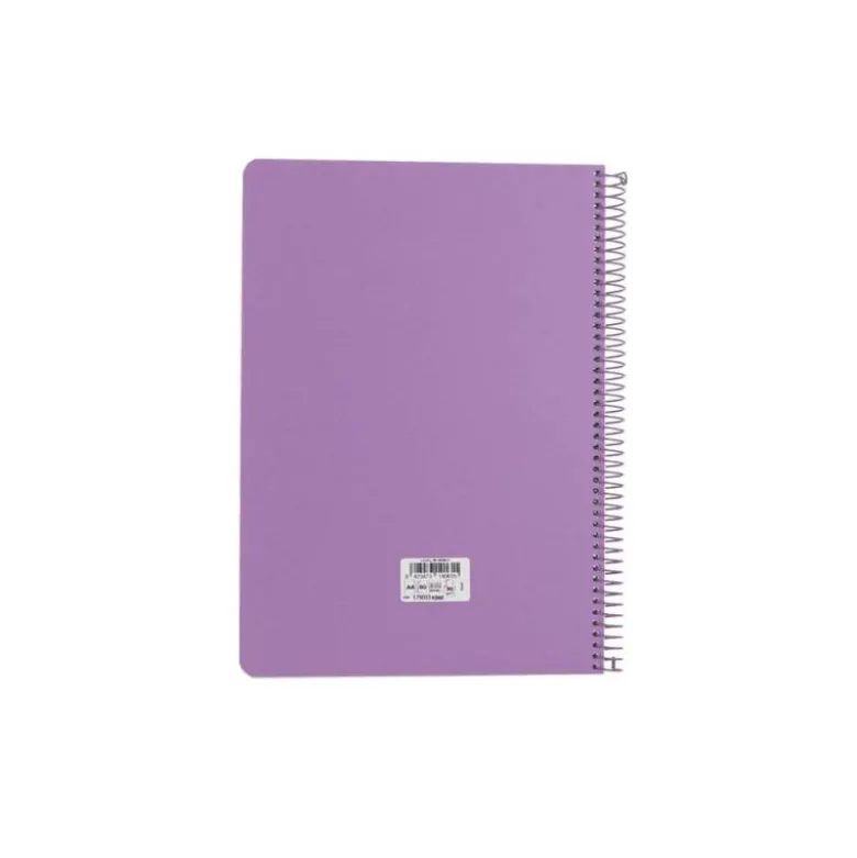 CUADERNO ESPIRAL ANTARTIK A4 TAPA FOAM 80H 90GR CUADRO 4MM CON MARGEN COLOR LAVANDA