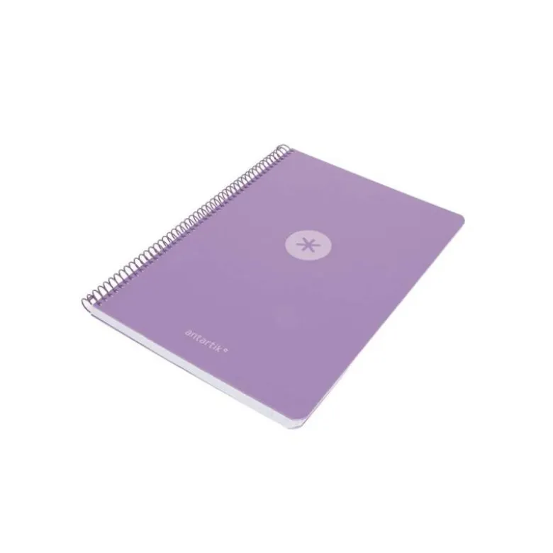 CUADERNO ESPIRAL ANTARTIK A4 TAPA FOAM 80H 90GR CUADRO 4MM CON MARGEN COLOR LAVANDA
