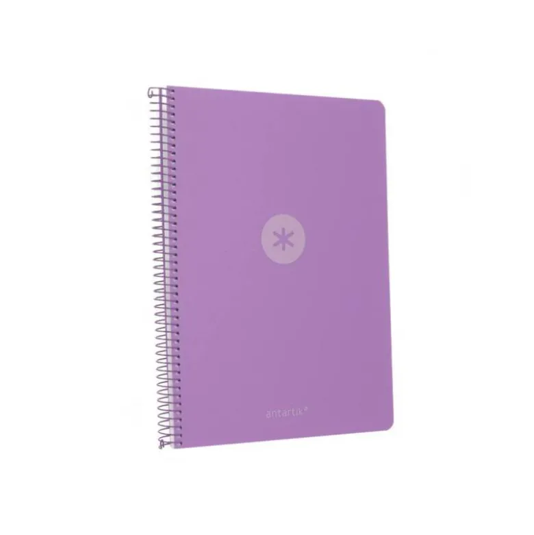 CUADERNO ESPIRAL ANTARTIK A4 TAPA FOAM 80H 90GR CUADRO 4MM CON MARGEN COLOR LAVANDA
