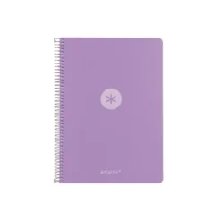 CUADERNO ESPIRAL ANTARTIK A4 TAPA FOAM 80H 90GR CUADRO 4MM CON MARGEN COLOR LAVANDA