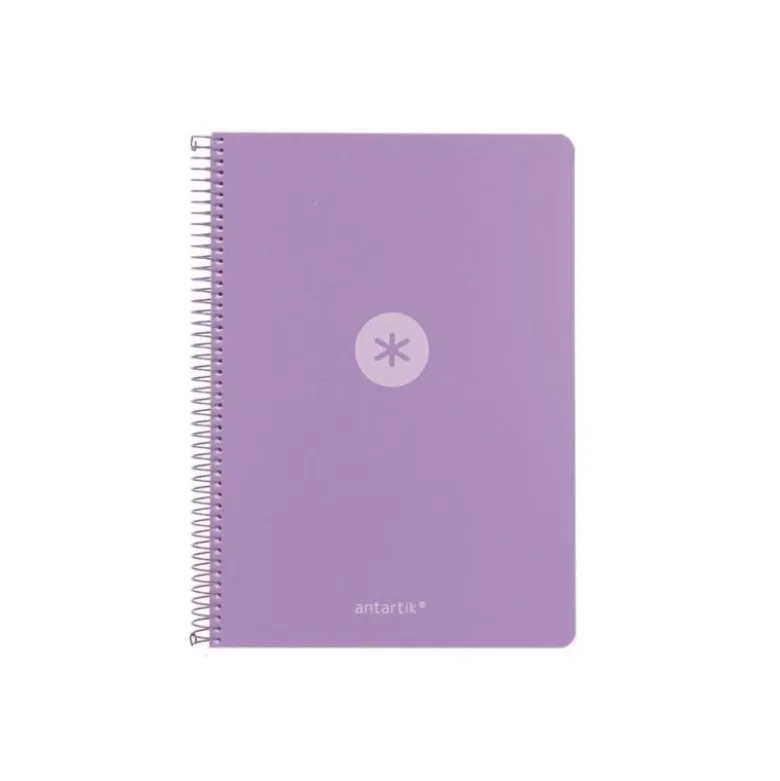 CUADERNO ESPIRAL ANTARTIK A4 TAPA FOAM 80H 90GR CUADRO 4MM CON MARGEN COLOR LAVANDA