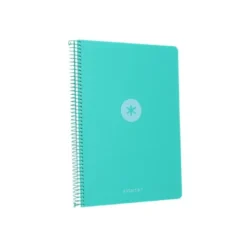 CUADERNO ESPIRAL ANTARTIK A4 TAPA FOAM 80H 90GR CUADRO 4MM CON MARGEN COLOR MENTA