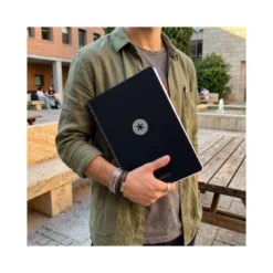 CUADERNO ESPIRAL ANTARTIK A4 TAPA FOAM 80H 90GR CUADRO 4MM CON MARGEN COLOR NEGRO