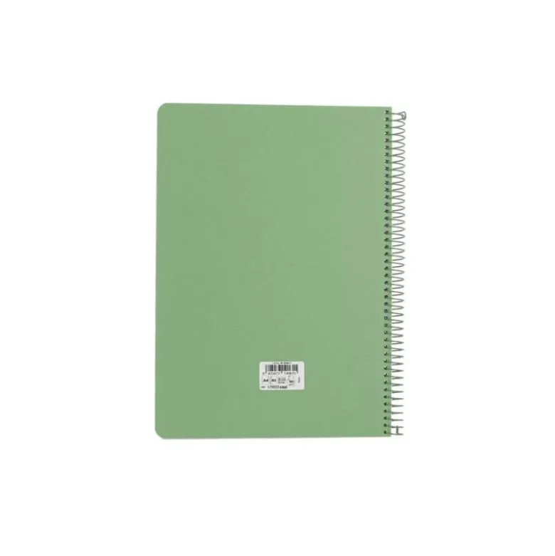 CUADERNO ESPIRAL ANTARTIK A4 TAPA FOAM 80H 90GR CUADRO 4MM CON MARGEN COLOR VERDE MATCHA