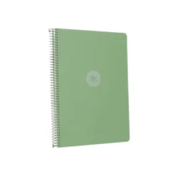 CUADERNO ESPIRAL ANTARTIK A4 TAPA FOAM 80H 90GR CUADRO 4MM CON MARGEN COLOR VERDE MATCHA