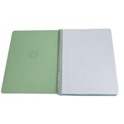 CUADERNO ESPIRAL ANTARTIK A4 TAPA FOAM 80H 90GR CUADRO 4MM CON MARGEN COLOR VERDE MATCHA