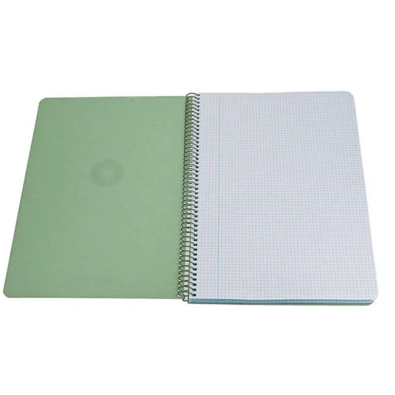 CUADERNO ESPIRAL ANTARTIK A4 TAPA FOAM 80H 90GR CUADRO 4MM CON MARGEN COLOR VERDE MATCHA