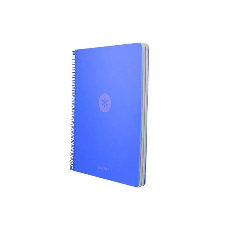 CUADERNO ESPIRAL ANTARTIK MICRO A4 TAPA FOAM 120H 90GR CUADRO 5MM 5 BANDAS 4 TALADROS COLOR AZUL