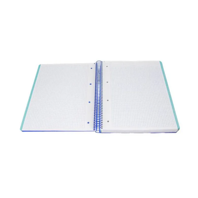 CUADERNO ESPIRAL ANTARTIK MICRO A4 TAPA FOAM 120H 90GR CUADRO 5MM 5 BANDAS 4 TALADROS COLOR AZUL