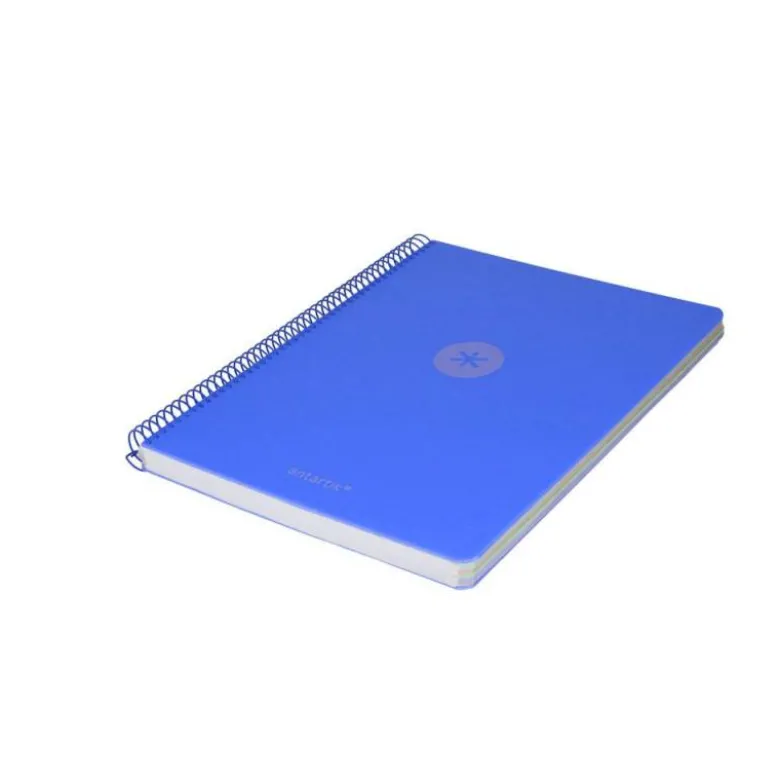 CUADERNO ESPIRAL ANTARTIK MICRO A4 TAPA FOAM 120H 90GR CUADRO 5MM 5 BANDAS 4 TALADROS COLOR AZUL