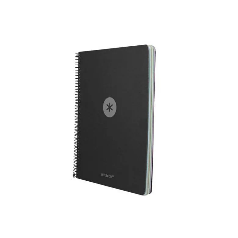 CUADERNO ESPIRAL ANTARTIK MICRO A4 TAPA FOAM 120H 90GR CUADRO 5MM 5 BANDAS 4 TALADROS COLOR NEGRO