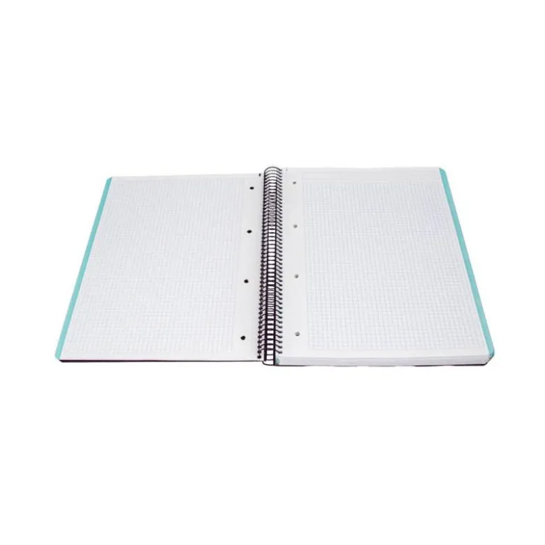 CUADERNO ESPIRAL ANTARTIK MICRO A4 TAPA FOAM 120H 90GR CUADRO 5MM 5 BANDAS 4 TALADROS COLOR NEGRO