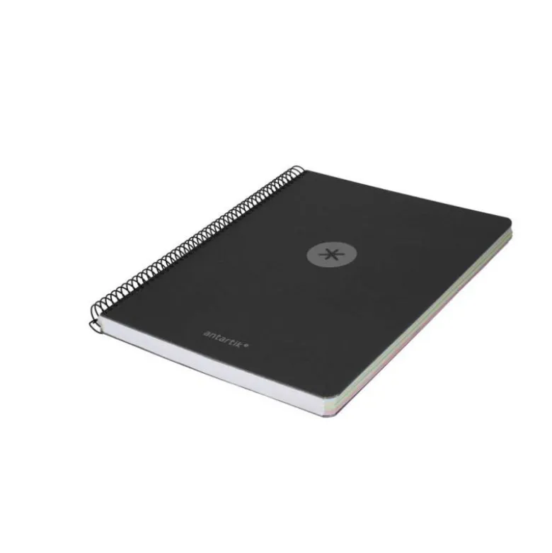 CUADERNO ESPIRAL ANTARTIK MICRO A4 TAPA FOAM 120H 90GR CUADRO 5MM 5 BANDAS 4 TALADROS COLOR NEGRO