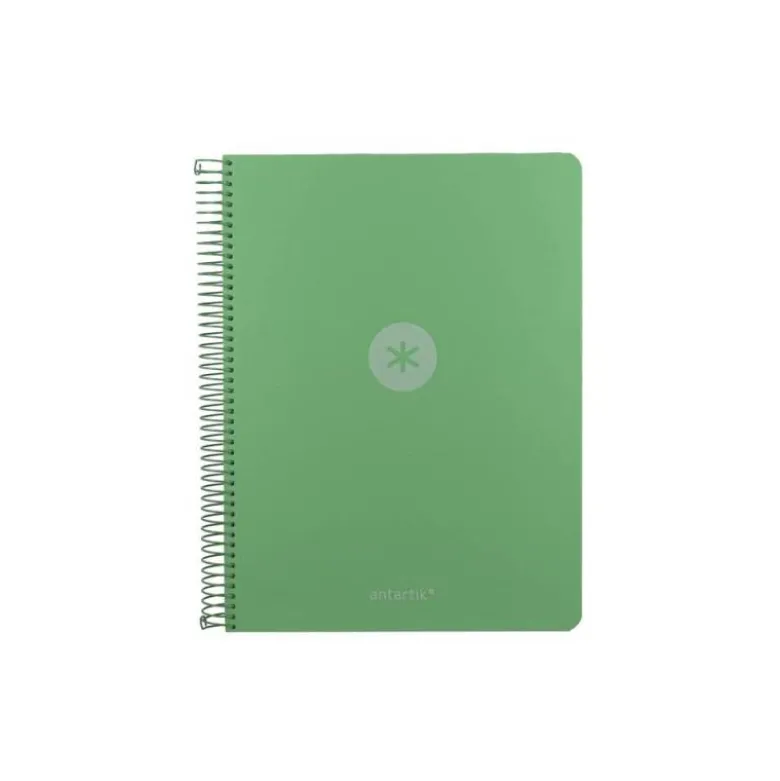 CUADERNO ESPIRAL ANTARTIK MICRO A4 TAPA FOAM 120H 90GR CUADRO 5MM 5 BANDAS 4 TALADROS COLOR VERDE MATCHA