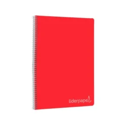 Cuaderno espiral Liderpapel Tamaño folio 80 hojas Tapa dura Cuadricula 3 mm 75 g/m2 Con margen Colores surtidos